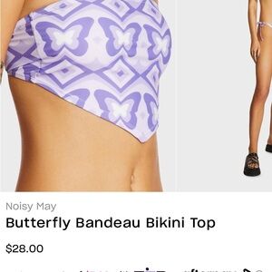 Noisy May Purple and White Butterfly Bikini Top